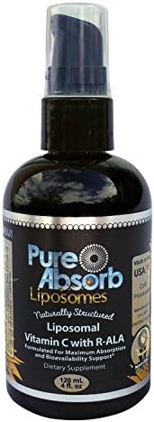 PureAbsorb, non-GMO Naturally Structured Liposomal Vitamin C with R-ALA, 1000 mg, Solvent-free 4 oz. bottle