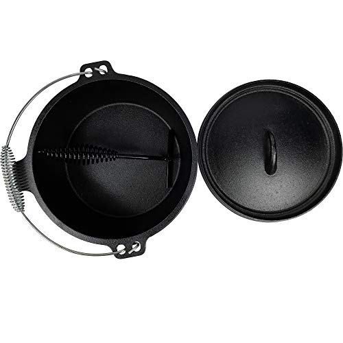 Pre-Seasoned Cast Iron Camp Dutch Oven With Legs, 4.1 qt, including Lid Lifter - Thumbnail 2