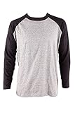Teejoy Men's Basic Full Raglan Sleeve Baseball Tee Shirt (L, Black/Light Gray)