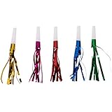 50-Pack Party Horns - Assorted Foil Party Blowers, Birthday Squawkers Noise Makers, Kids Party Favors, Bulk Goodie Bag Stuffers, 5 Colors