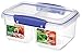 Sistema KLIP IT Rectangular Collection Split Food Storage Container, Medium, 33.8 oz./1.0 L, Clear/Blue