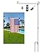 BonyTek Garden Flag Stand Flagpole, Black Wrought Iron Small Flag Stand for Yard Garden Flag Pole Flag Holder with Garden Flag Rubber Stopper and Anti-Wind Clip - 36.22
