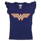 Wonder Woman Little Girls Wonder Woman Logo T-Shirt (6, Navy Blue)