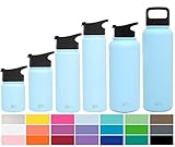 Simple Modern 32oz Summit Water Bottle + Extra Lid - Vacuum Insulated Stainless Steel Wide Mouth Liter Hydro Travel Mug - Powder Coated Crossfit Flask - Robin's Egg Blue