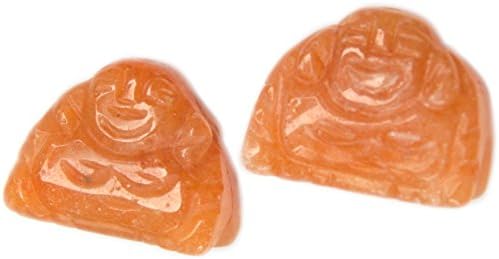 Bead, Peach Aventurine Gemstone Carved Buddha Beads 18x12mm (2)