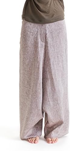 Extravagant Loose Linen Brown Melange Large Pants