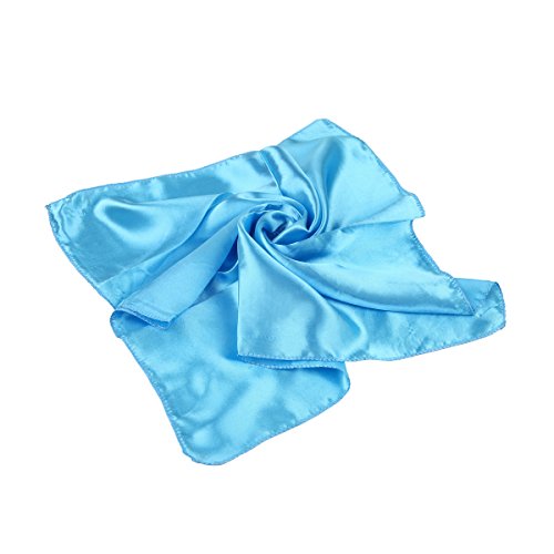 TrendsBlue Elegant Silk Feel Solid Color Satin Square Scarf, Light Blue