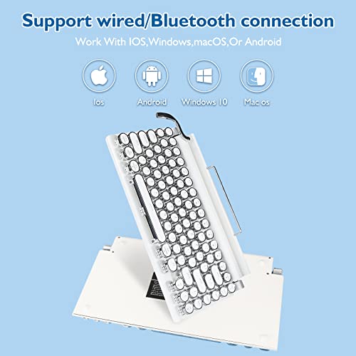 Retro Typewriter Keyboard,Adventurers 75 Layout 83 Keys Wireless