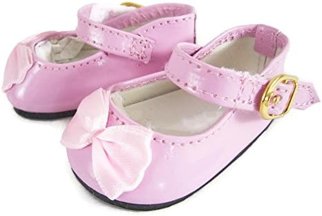 Pink Patent Mary Jane Shoes Satin Bows for 18" American Girl by DCSB