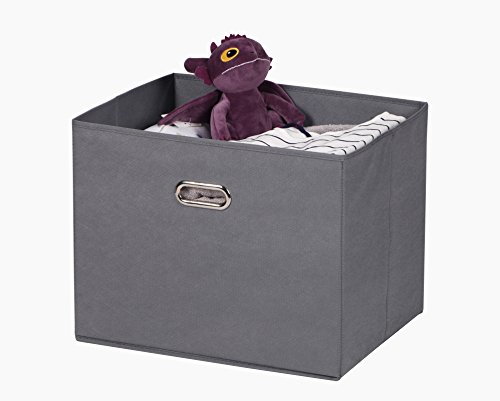 2 Pack XXL Storage Bins, Containers, Boxes, Tote, Baskets| Collapsible Storage Cubes For Household Organization | Foldable Jumbo Fabric & Cardboard| Dual Metal Handle | (Gray, XXL Metal Handle, 2)