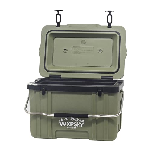 WXPSKY Rotomolded Cooler, 27Qt Hard Cooler with Heavy Duty Handles, Drain Outle…