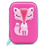 SOOCUTE Elegant Fox Hardtop Pencil Holder Cute EVA Pencil Case With Big Capacity For Kids (Pink)