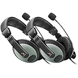 Etekcity 2 Pack RoverBeats Bravo Professional Over Ear Stereo Headset with Microphone, Black/Green
