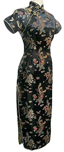CK sky Women's Chinese Satin Long Cheong-sam Qipao Evening Dress