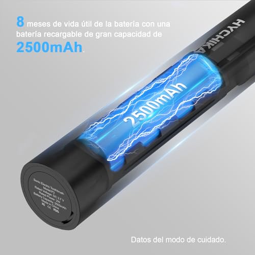 Sonic Electric Toothbrush for Adults, Rechargeable 240 Days Battery Life with 2500 mAh, 8 Replacement Heads, 3 Cleaning Modes and IPX7 Waterproof, Black