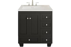 Eviva Acclaim 30 in. Espresso Single Sink Bath Vanity with Carrara Quartz Top and Undermount Porcelain Sink