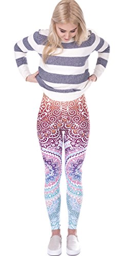 Ndoobiy Women's Printed Leggings Full-Length Regular/Plus Size Yoga Workout Leggings Pants Soft Spanx Capri L1(ZI Circle PS)