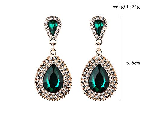 Bohemia Bridal Drop Earrings Fashion Jewelry Luxury Dangle Crystal Earrings for Women - Neicoh(Green)