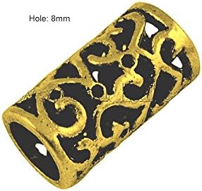 Dreadz Tibetan Carved Gold Tube Dreadlock Hair Beads (8mm Hole) x 1 Bead, ideal for Dreads, Braids and Beards