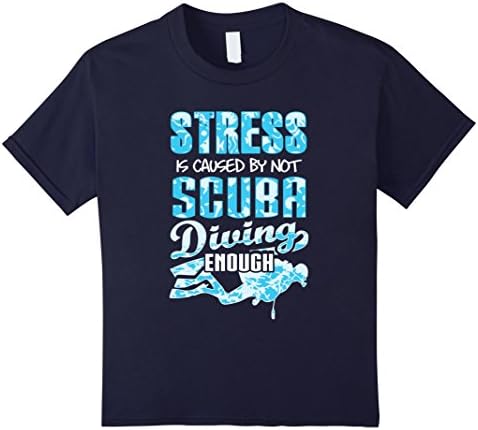 Kids Funny Scuba Instructor T-Shirt, Stress By Scuba Diving Gift 12 Navy