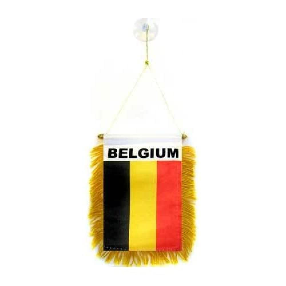 AZ FLAG - Belgium Mini Banner - 6'' x 4'' - 100% Polyester Belgian Small Pennant for Car - Double-sided Flag with Suction Cup Hanger — image 1