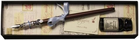 Coles Calligraphy Pen and Ink Set - Pewter/Wood