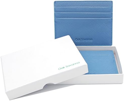 Oak Savanna Genuine Leather RFID Blocking Women's Slim Wallet / Card Holder (Blue) - Valentine's Day Gift