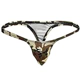 FFESHOW Men's Smooth Bikini Pouch Underwear G String Thongs (Camouflage Green)