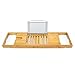 Bellasentials Bamboo Bathtub Caddy & Bathroom Organizer with Extending Sides and Adjustable Book Holder for a Customized Fit - Perfect Tray for Tub Accessories