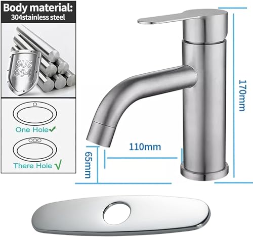 LKUWEE Llaves para Lavabo Baño, Mezcladora para Lavabo de Acero Inoxidable, Llave para Lavabo de Baño Agua Caliente y Fría Grifo con 2 Manguera