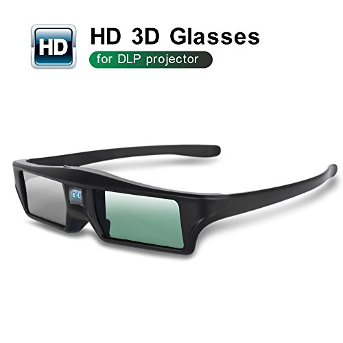 Foluu 3D Glasses DLP Active Shutter 3D Glasses Rechargeable Hi-Brightness Contrast Compatible with All 3D DLP Projectors
