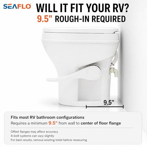 SEAFLO RV Toilet with Sprayer Attachment - White, 18.4” Residential Height, Gravity Flush Foot Pedal Camper Toilet Soft Close Seat Elongated Bowl Motorhome, 4-Year Warranty, SFRTPH-01-02
