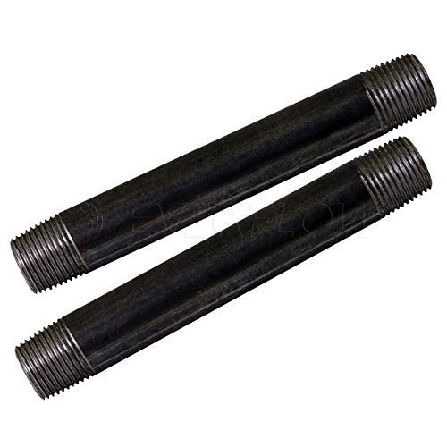 Everflow Supplies NPBL1280-2 Steel Nipple Pipe, 1/2" x 8", Black