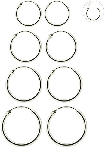 YOVORO 4Pairs 22G Endless Hoop Earrings for Men Women Cartilage Tragus Helix Hoop Piercing 10-14MM