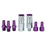 ColorFit by Milton HIGHFLOWPRO Coupler & Plug Kit - (V-Style, Purple) - 1/4" NPT, (7-Piece)