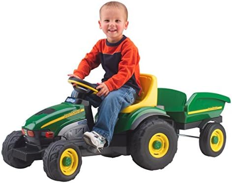 Tough Durable Kids Toddlers John Deere Pedal Powered Tractor With Trailer Riding Toy- Let your Little Farmer Get Started Harvesting The Back-Forty- Tough Durable Resin Pedal Car Provides Hours Of Fun