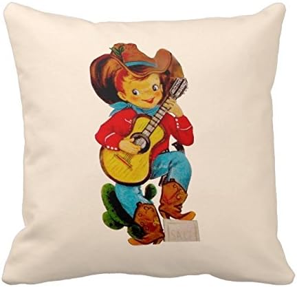 Singing Cowboy Kid Throw Pillow 18 X 18 Two Sides Bedding Home Decoration Square Throw Pillow Case Decorative Cushion Cover Pillowcase