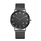 Ronmar Watches for Men, Fashion Ultra-Thin Watches Stainless Steel Quartz Men ’s Watches Calendar Waterproof Wrist Watches with Mesh Band