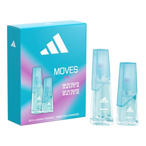 adidas Moves for Her Giftset 0.5 fl oz EDT + 1 fl oz EDT, Notes of Grapefruit, Peppermint, Tomato, Women's Fragrance, Long Lasting, Sporty Fragrance, Travel Size