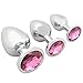 3 Pcs 3 Size Metal Jeweled Anal Butt Plugs Anal Trainer Toys Hmxpls Sex Love Games Personal Massager for Women Men Couples Lover Pink