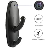 XIXCAMLOOK Hidden Clothes Hook Camera CCTV Cameras Mini Camera Full HD 1080p Nanny Cam Home Security DVR-Black(not Included sd Card)