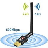 Mailiya AC600Mbps Wireless Adapter USB Wifi Adapter Wireless Network Adapter, 802.11ac Dual Band 2.4G/5G USB Wifi Dongle with Antenna for Desktop Pc Laptop