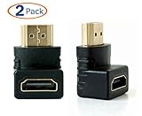 Conwork 2-Pack HDMI Male to HDMI Female 90 Degree Right Angle Flat HDMI Adapter Coupler V1.4 High Speed Supports 1080P/3D/4K UHD Resolution