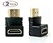 Conwork 2-Pack HDMI Male to HDMI Female 90 Degree Right Angle Flat HDMI Adapter Coupler V1.4 High Speed Supports 1080P/3D/4K UHD Resolution