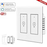 Smart Light Switch,2 Gang Wi-Fi Switch In-wall Wireless Switch Compatible With Amazon Alexa,Remote Control Your Fixtures From Anywhere,Timing Function,Overload Protection,No Hub Required