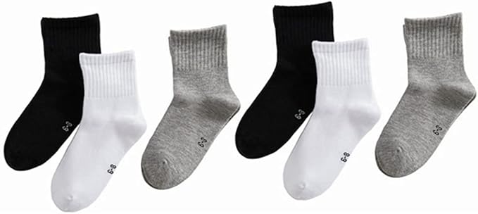 Amazon インソミラ Insomila スクールソックス キッズ 子供 靴下 男の子 女の子 6足組 ソックス ジュニア かわいい スポーツ 無地 通気 ソックス スニーカーソックス 黒 白 灰 靴下 通販