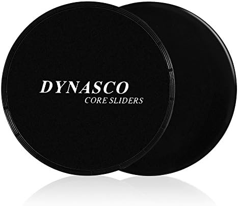 Dynasco Core Sliders, Dual Sided Gliding Discs Used on Carpet or Hard Floors, Fitness Sliders for Abdominal, Total Body Workout, Crossfit, Home and Gym Exercises(Black)