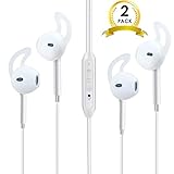 TAIR 2 Pack IPhone Headphones with Mic and Remote Control for IOS, Android smartphone (WHITE)