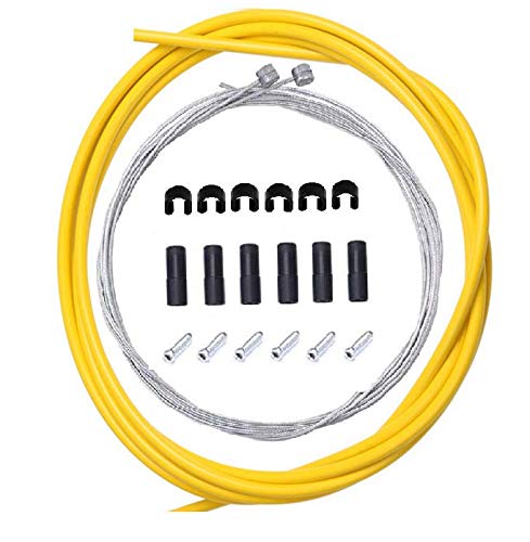 Photo 1 of **CABEL ONLY** BlueSunshine Bike Bicycle Brake Cable and Housing Set - Basic Brake Cable Replacement Kit for Your Bike, Cable housing 5mm (Yellow)