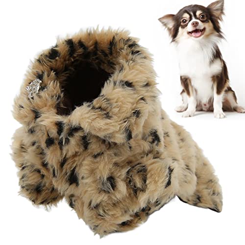 Leopard Print Sweater Dog Coat Pet Leopard Print Cloak Cute Retro Stylish Puppy Plush Jacket for Autumn and Winter (L) at Amazon